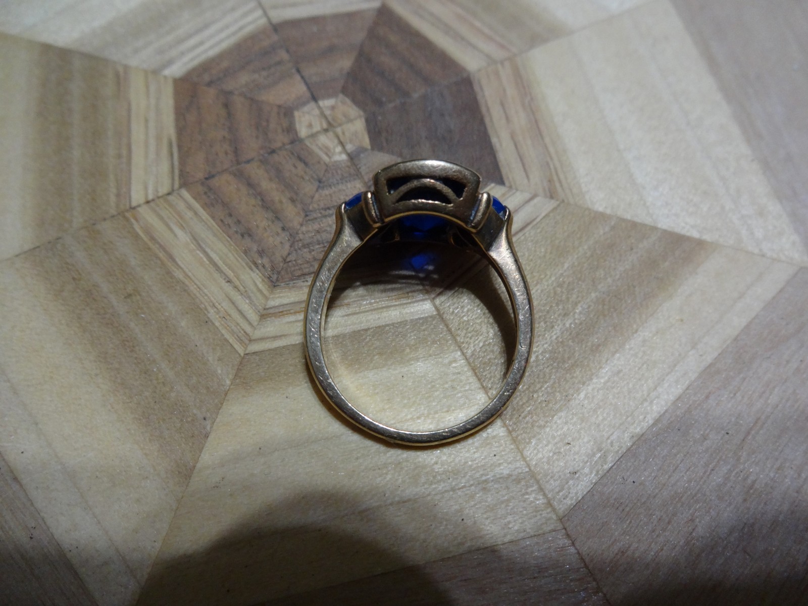 10k blue spinel art deco ring rectangle fancy cut size 8