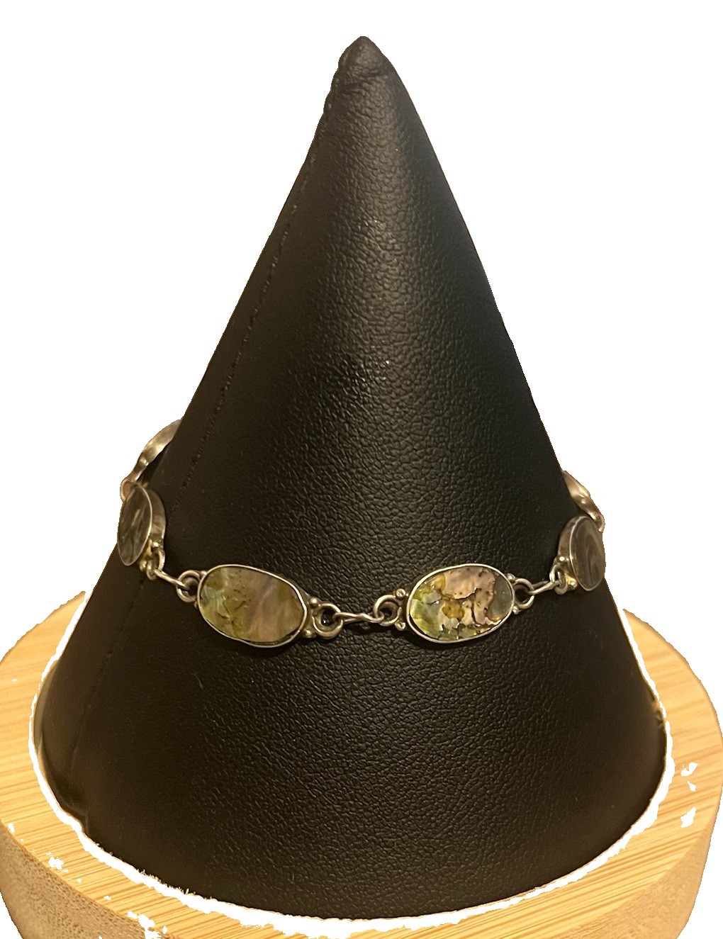 Vintage Sterling And Abalone Bracelet . 6.75 Inches. Acid Tested
