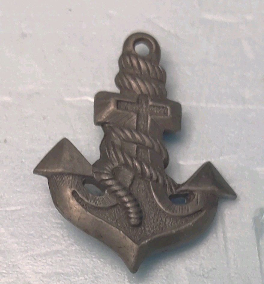 Vintage Anchor Sweet Heart Pin Zinc Alloy Nautical Navy Brooch