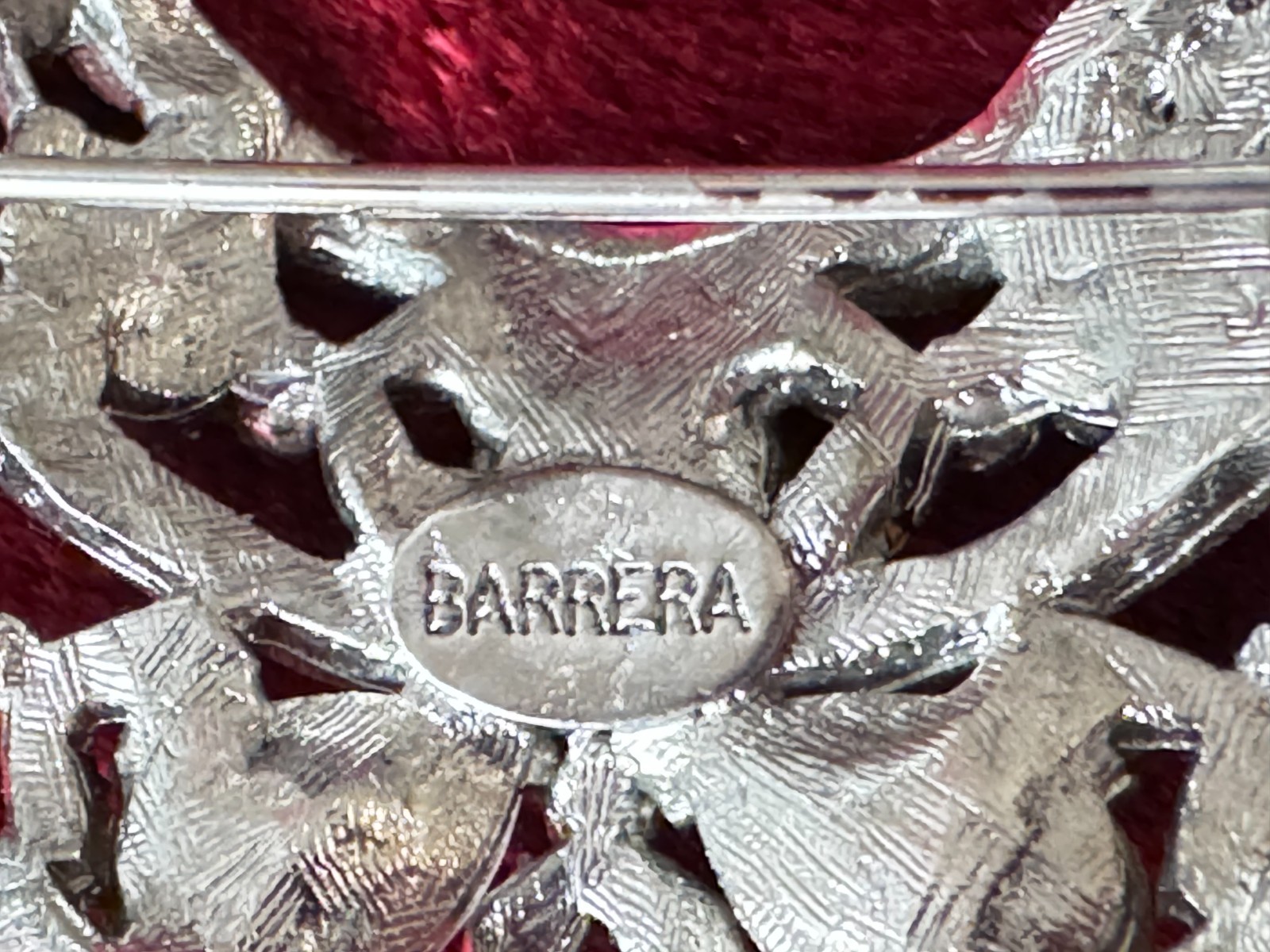Vintage Barrera Crescent Moon-shaped Brooch Pin with Clear Sparkling Rhinestones