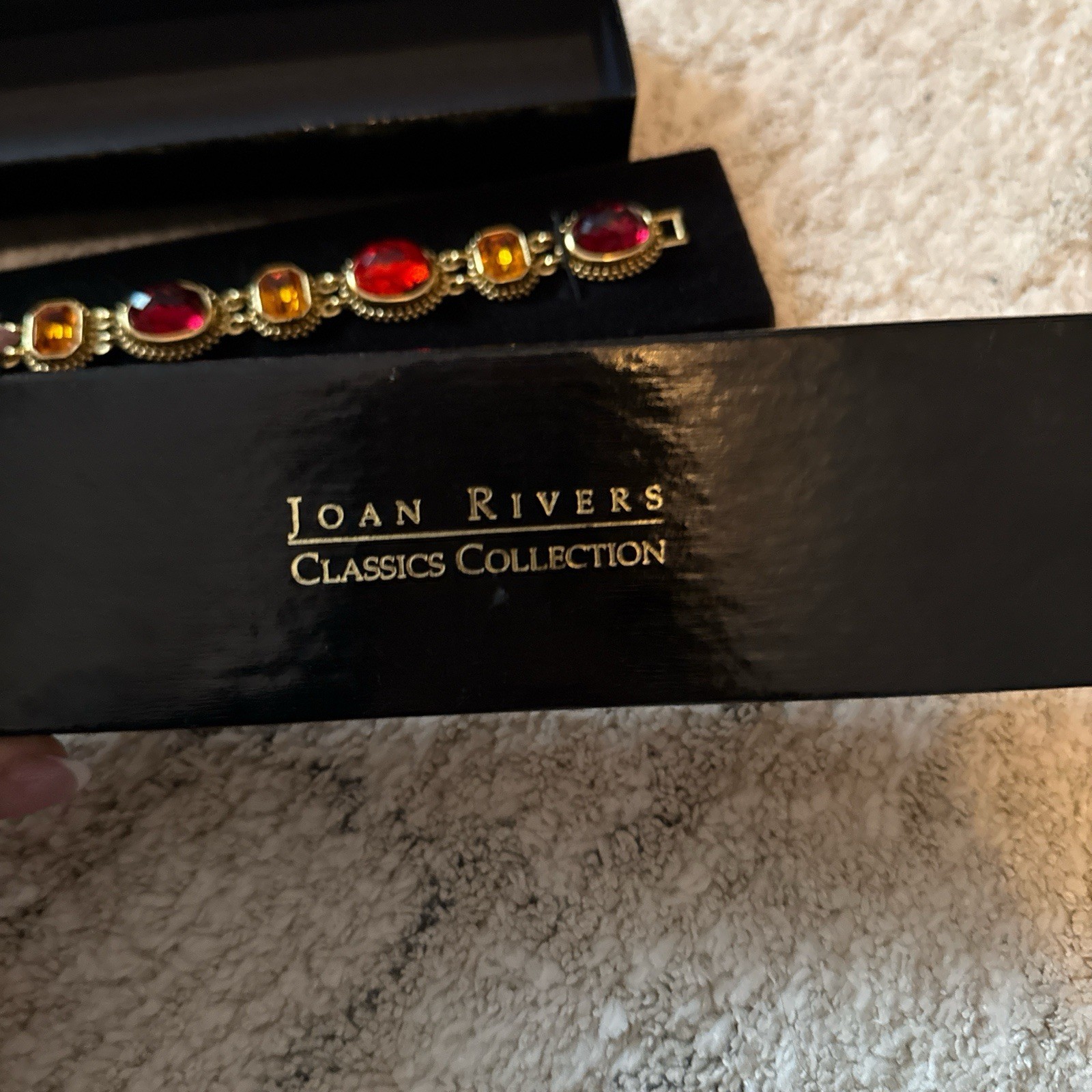 Joan Rivers Oval Acrylic Faceted Bold Bracelet Fall Colors Gold Tone Signed