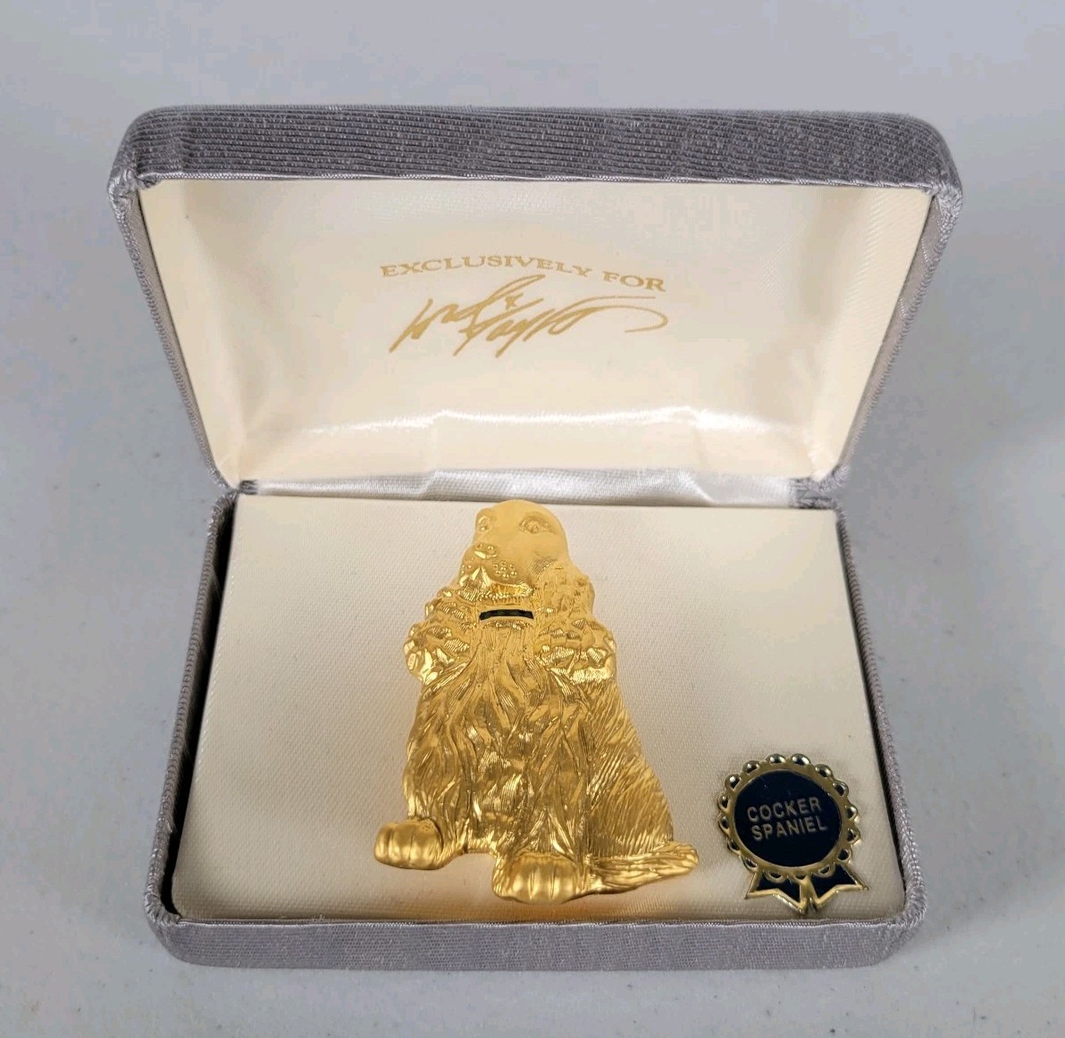 Vintage Gold Toned Metal Cocker Spaniel Dog Pin Brooch Jewelry