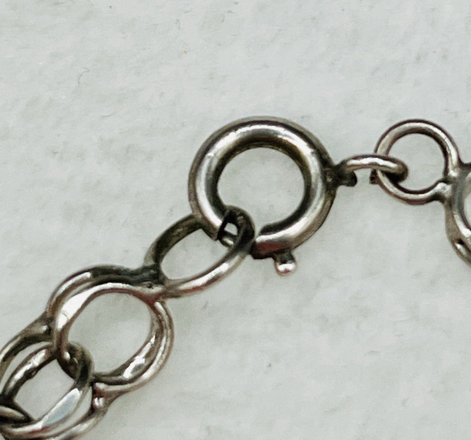 Vintage Sterling Silver Starter Charm Bracelet 6mm Double Link Chain 7.25”