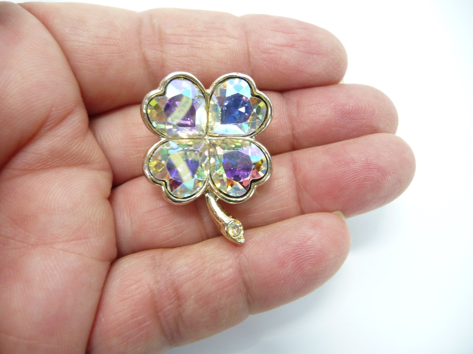 Estate Vintage Signed WEISS Clear Rhinestone Floral Brooch USA Seller