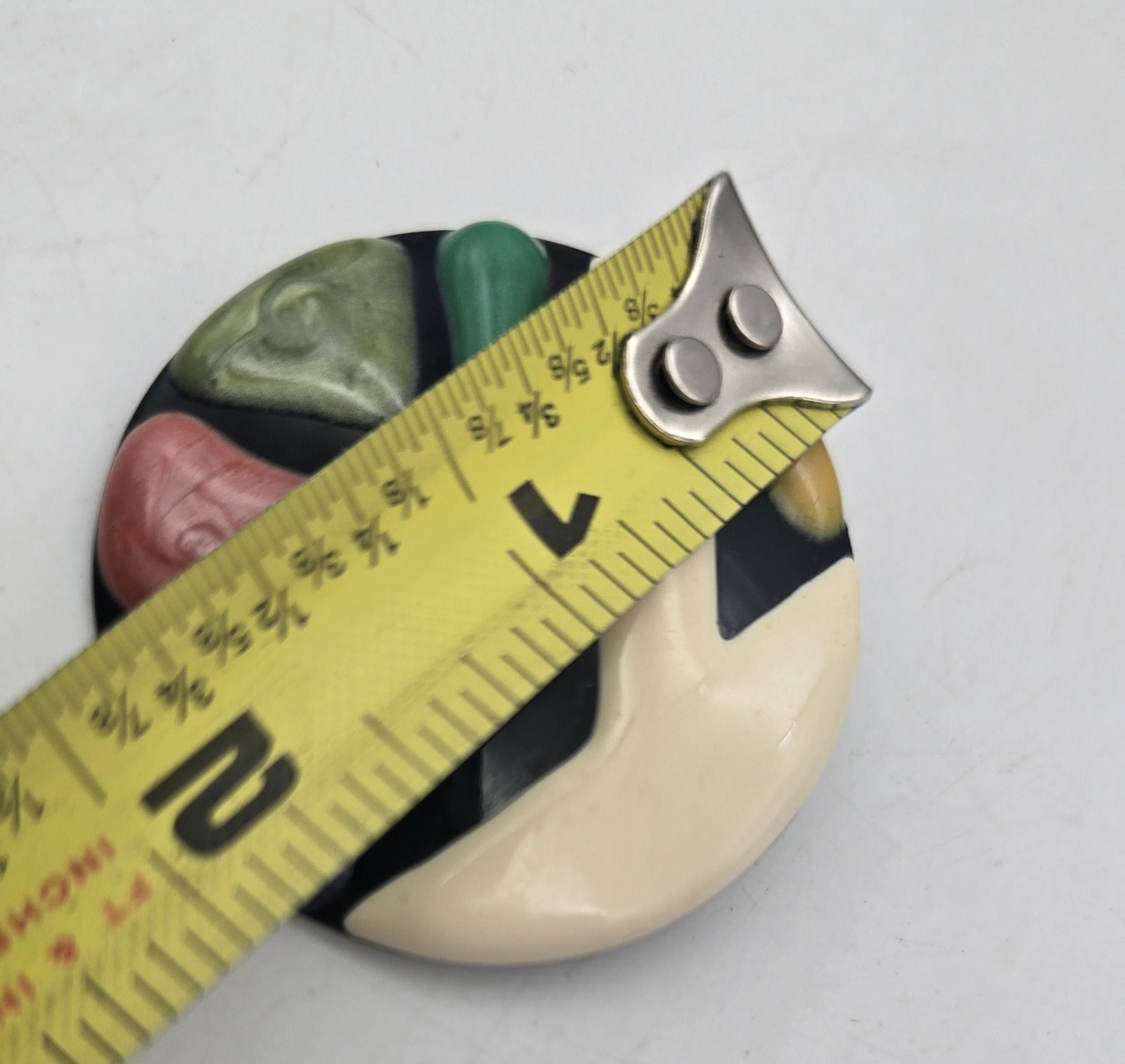 Authentic 1980’s Enameled Abstract Multi Color Large Round Pierced Earrings
