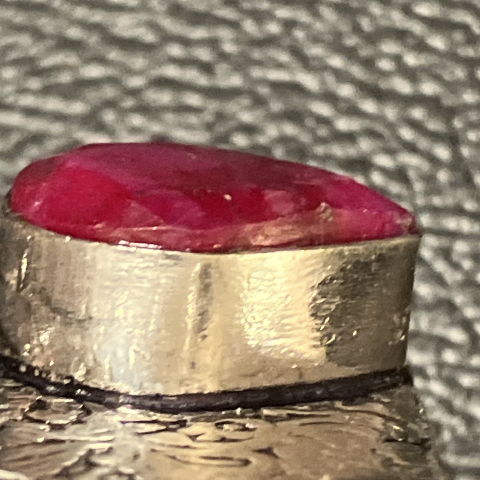 Vintage Sterling 925 Faceted Ruby Gemstones Bezel Setting 2.3” x 1.5” New