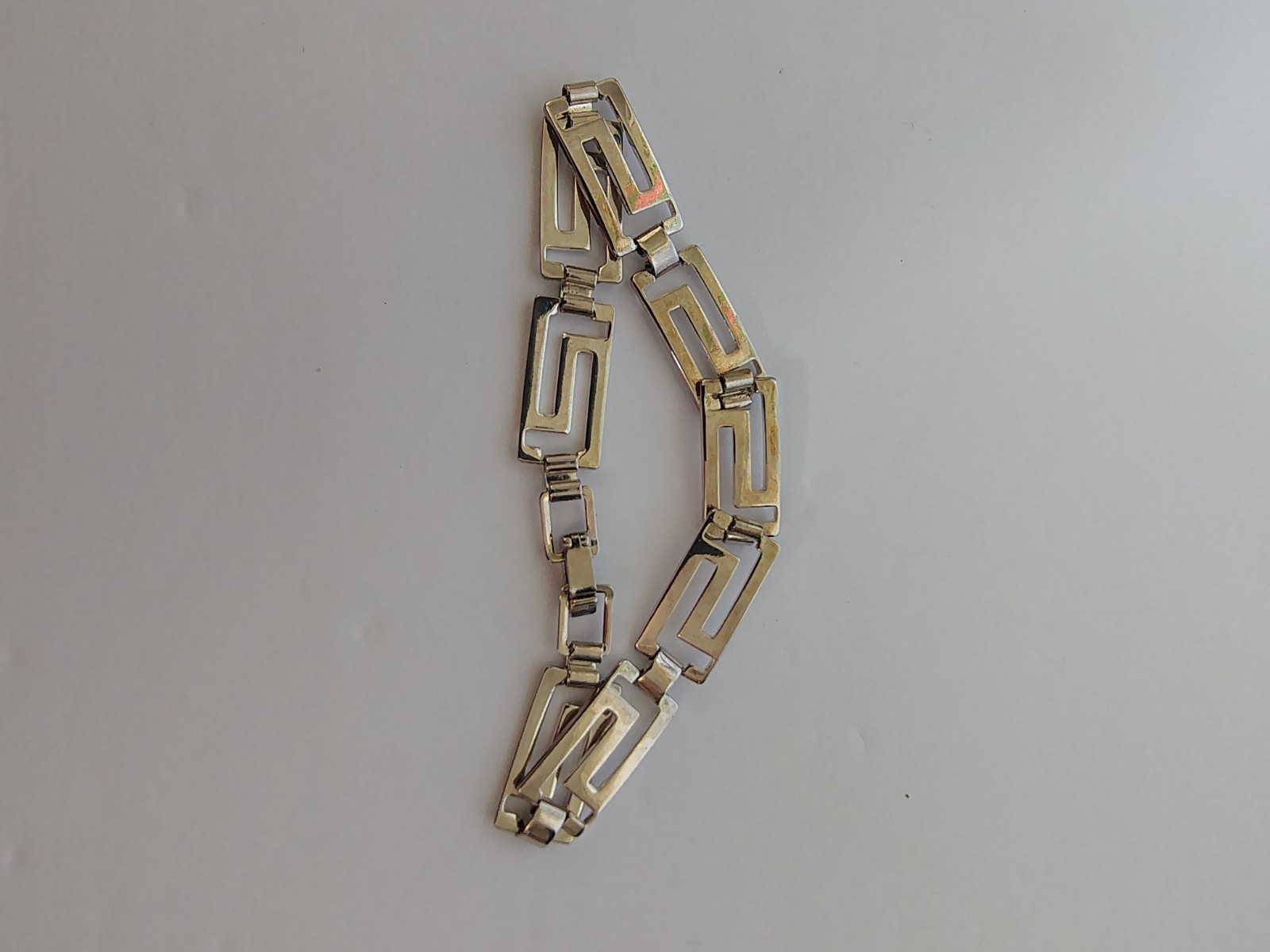 STERLING SILVER GREEK KEY BRACELET 8″ EXCELLENT VINTAGE .925 STAMPED 12 grams
