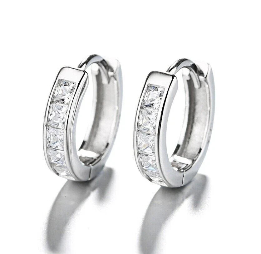 Art Deco Style Lab Created Diamond For Any Occasion Earrings 14K White Gold FN