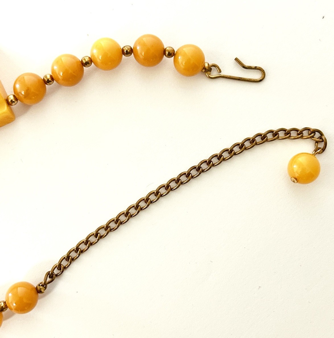 Vintage Butterscotch Yellow Bakelite Art Deco Geometric Panel Bib Necklace