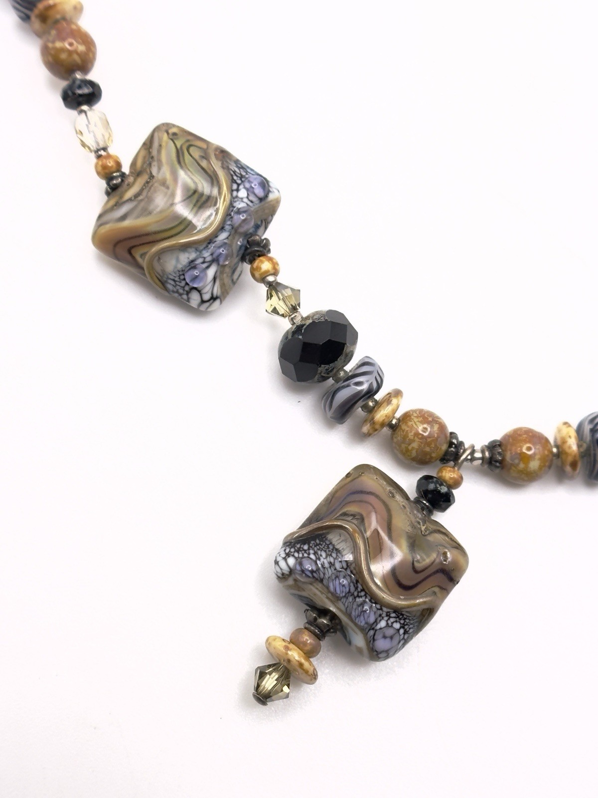 Vintage Lampwork Glass Bead Necklace 21 in