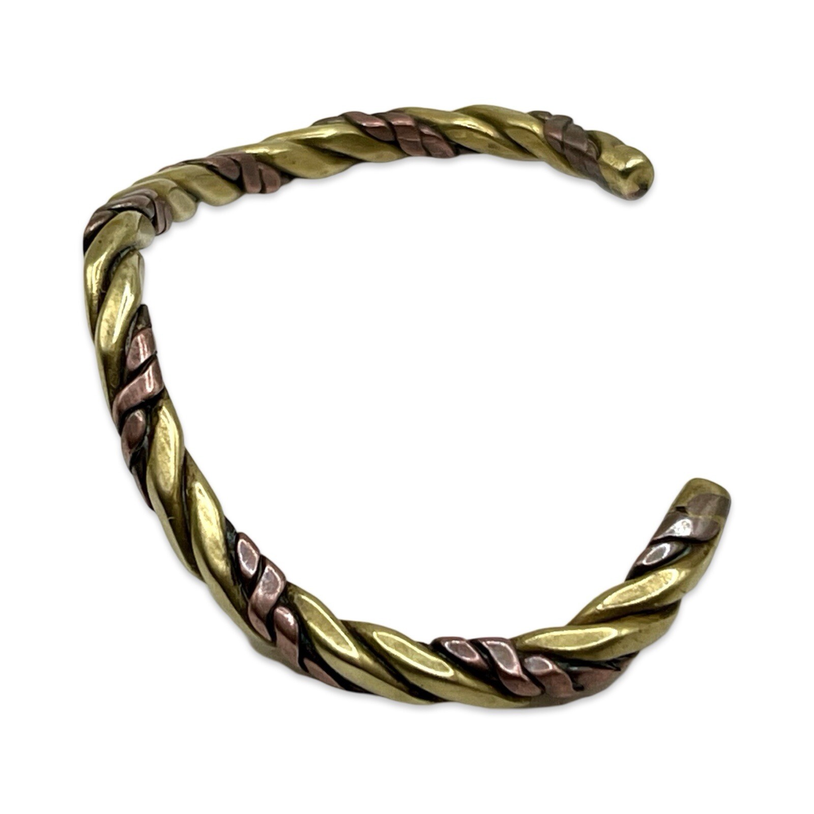 Vintage/Retro 1970s Twisted Copper & Brass Chevron Shaped Unisex Cuff Bracelet