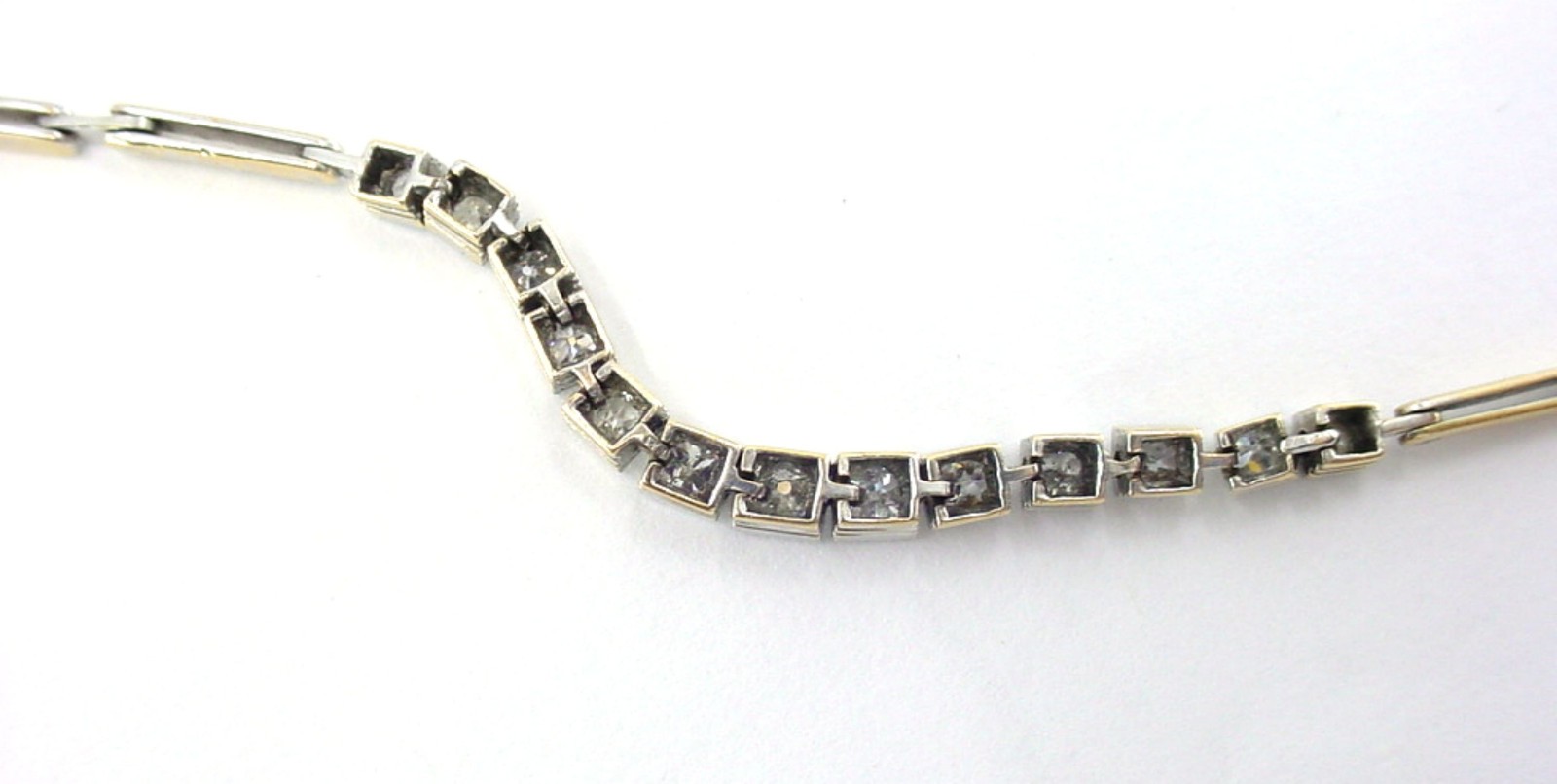 Edwardian 1.02 Ct Mine Cut Diamond Platinum Gold Line Bracelet–Milgrain Edging