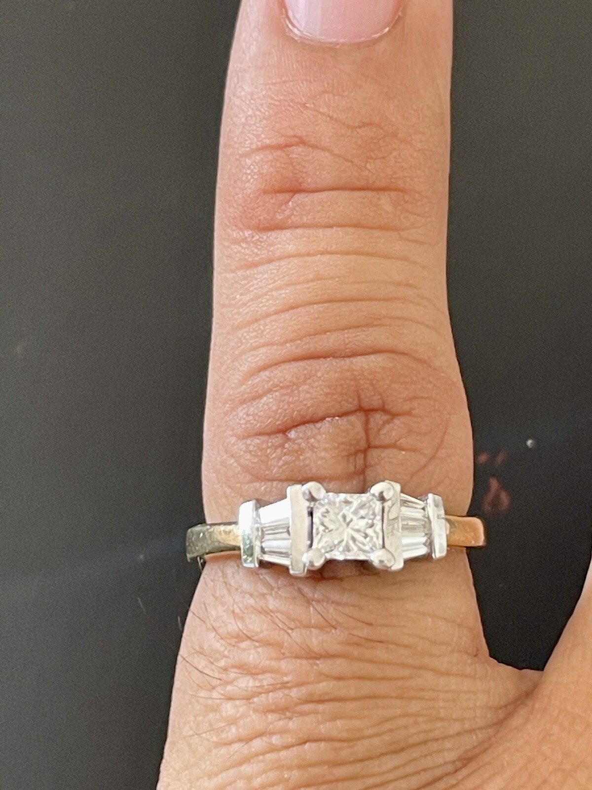 14KT Yellow/White Gold 0.60CTW Diamond Engagement Ring. Size 7 , (S181)