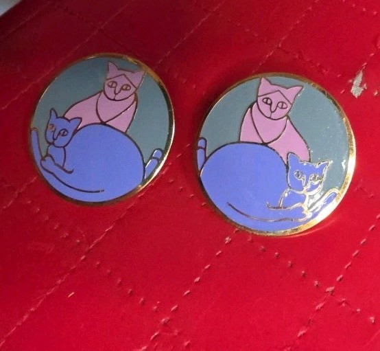 1980s Earrings Cats Meow