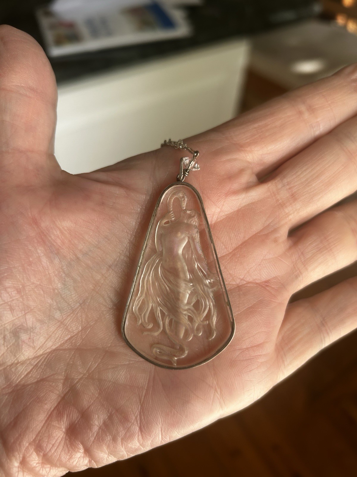 RARE Intaglio West German, Lalique? Leda and The Swan Pendant Unknown Maker