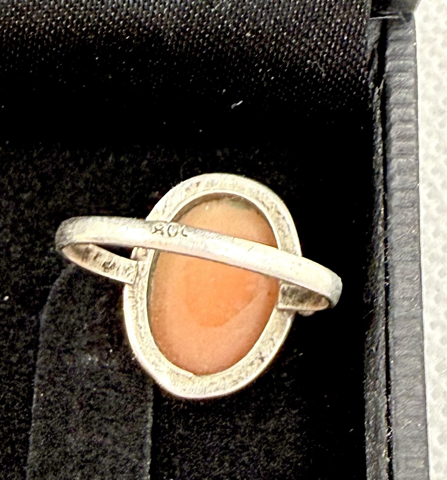 800 Silver 2-Tone Antique Art Deco Italy Real MOP Lady Cameo Ring Size 6.75