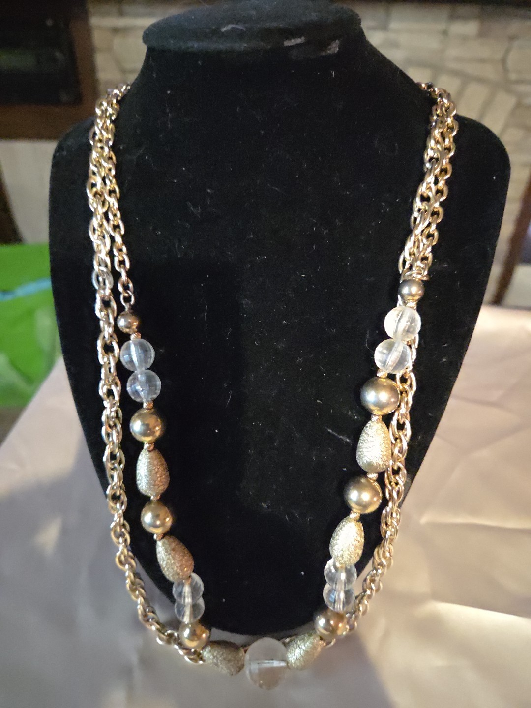 VTG CORO Gold Tone Chunky Chain Statement Faux Multi Stones Fashion Necklace 22”