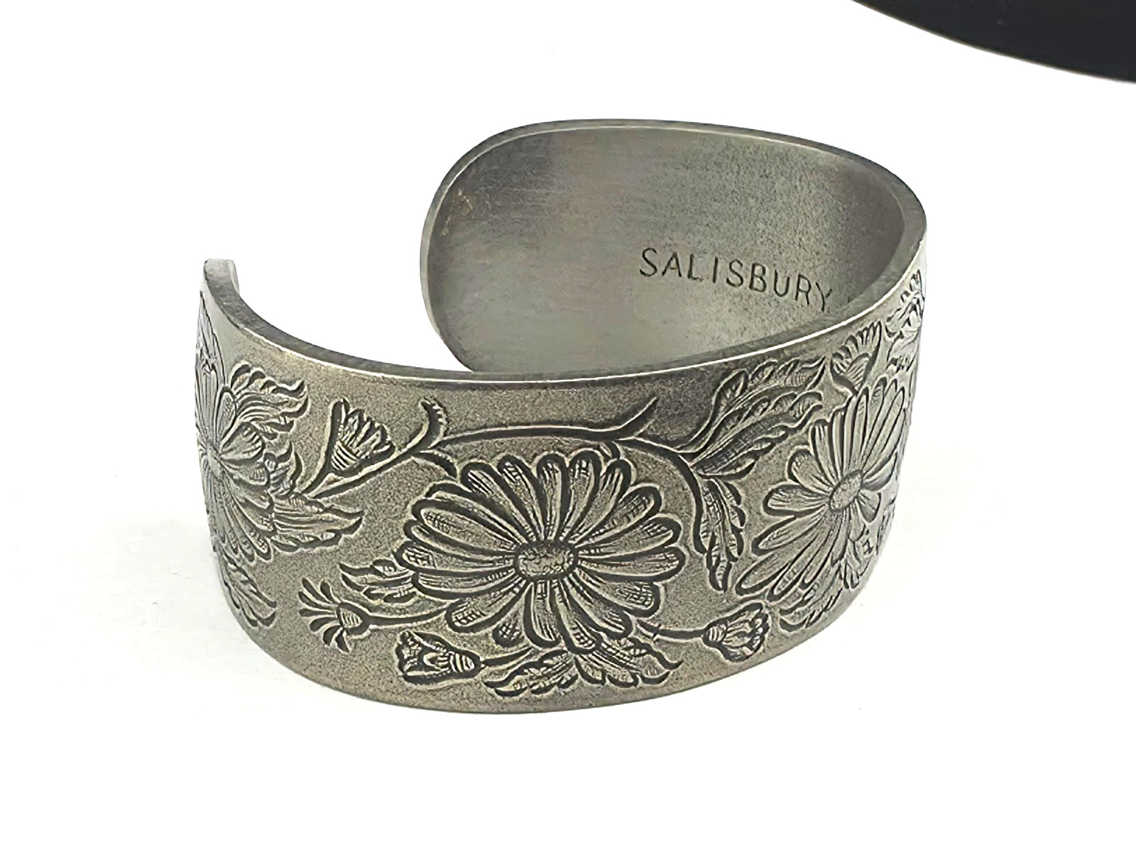 Chunky Vintage Salisbury Pewter September Birthday Daisy Flower 7″ Bracelet