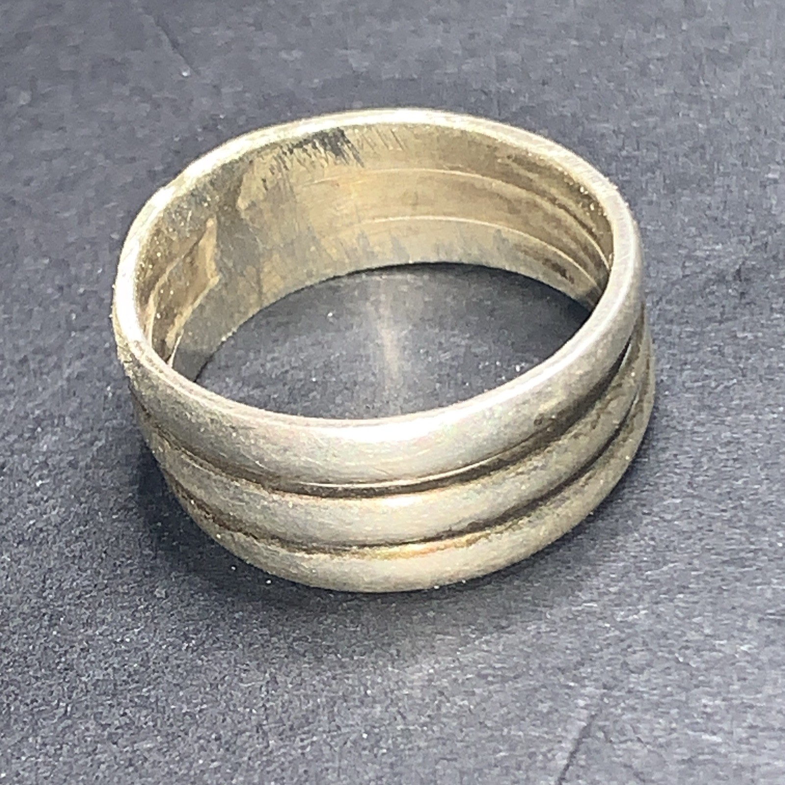 STERLING SILVER .925 Lot Ring 026 Sz 6 3 Tri Stack Stacked Stackable Bands Band
