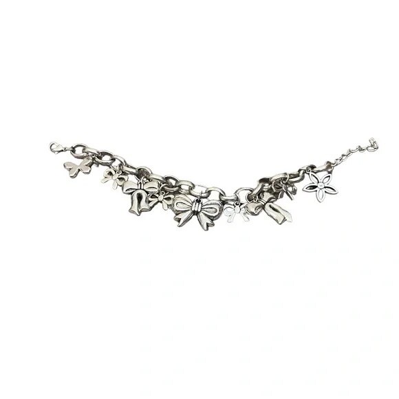 Vintage Bowknot Silver Plated Pendant Bracelet