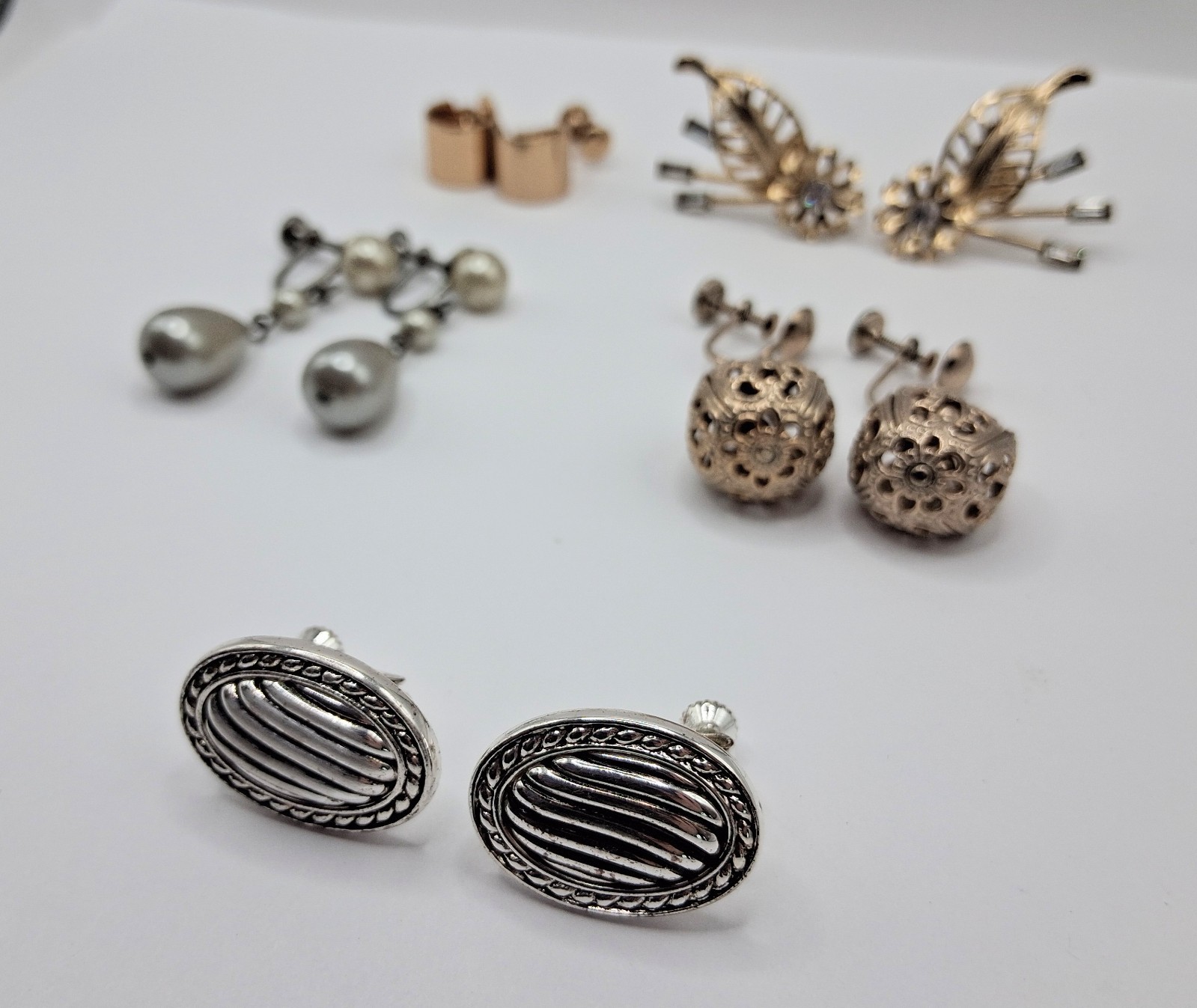 Vintage Earrings Lot 5 Pairs Clip/Screw Back Napier, Vendôme Pat.