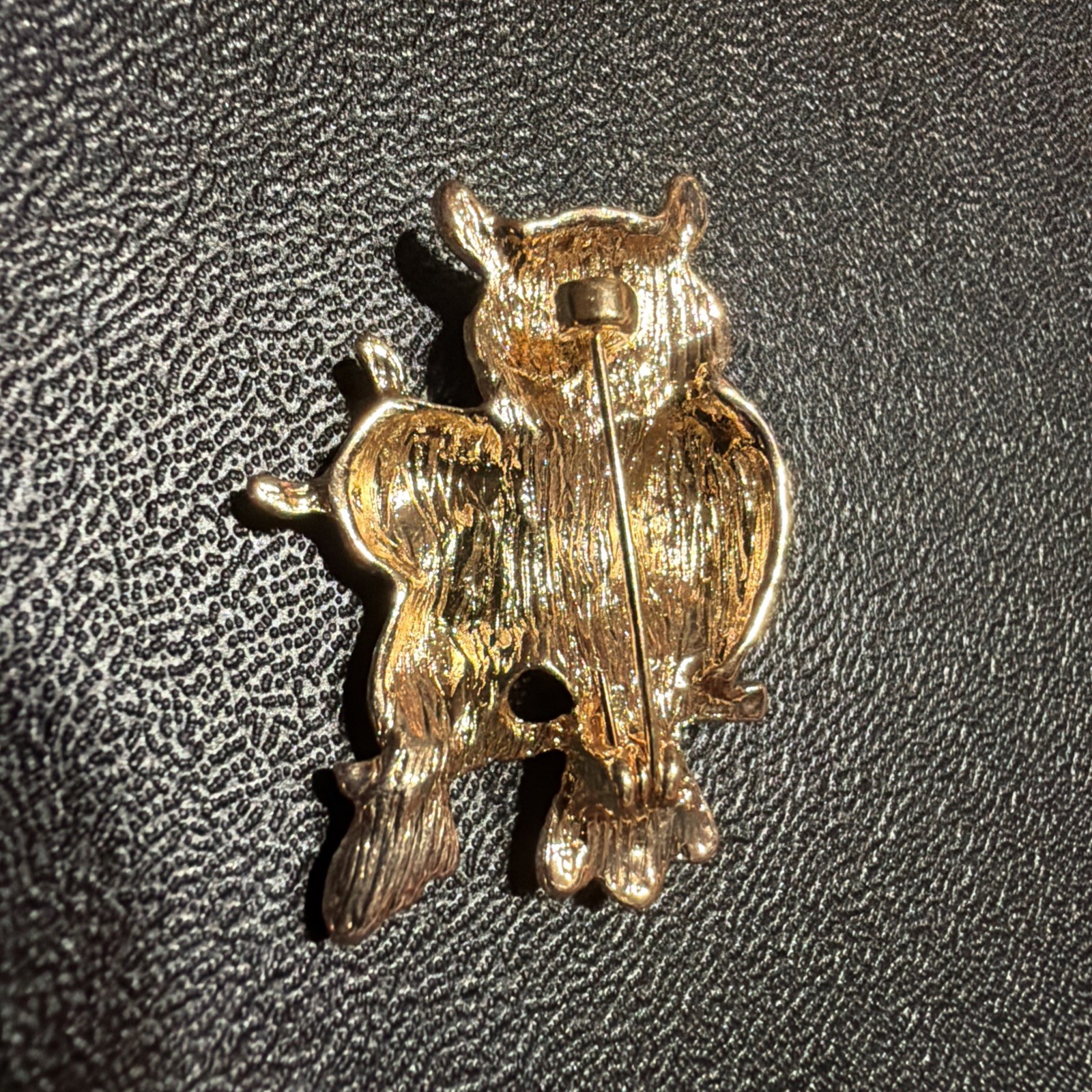 Owl Pair Rhinestone Brooch Pin Gold Tone Costume Jewelry