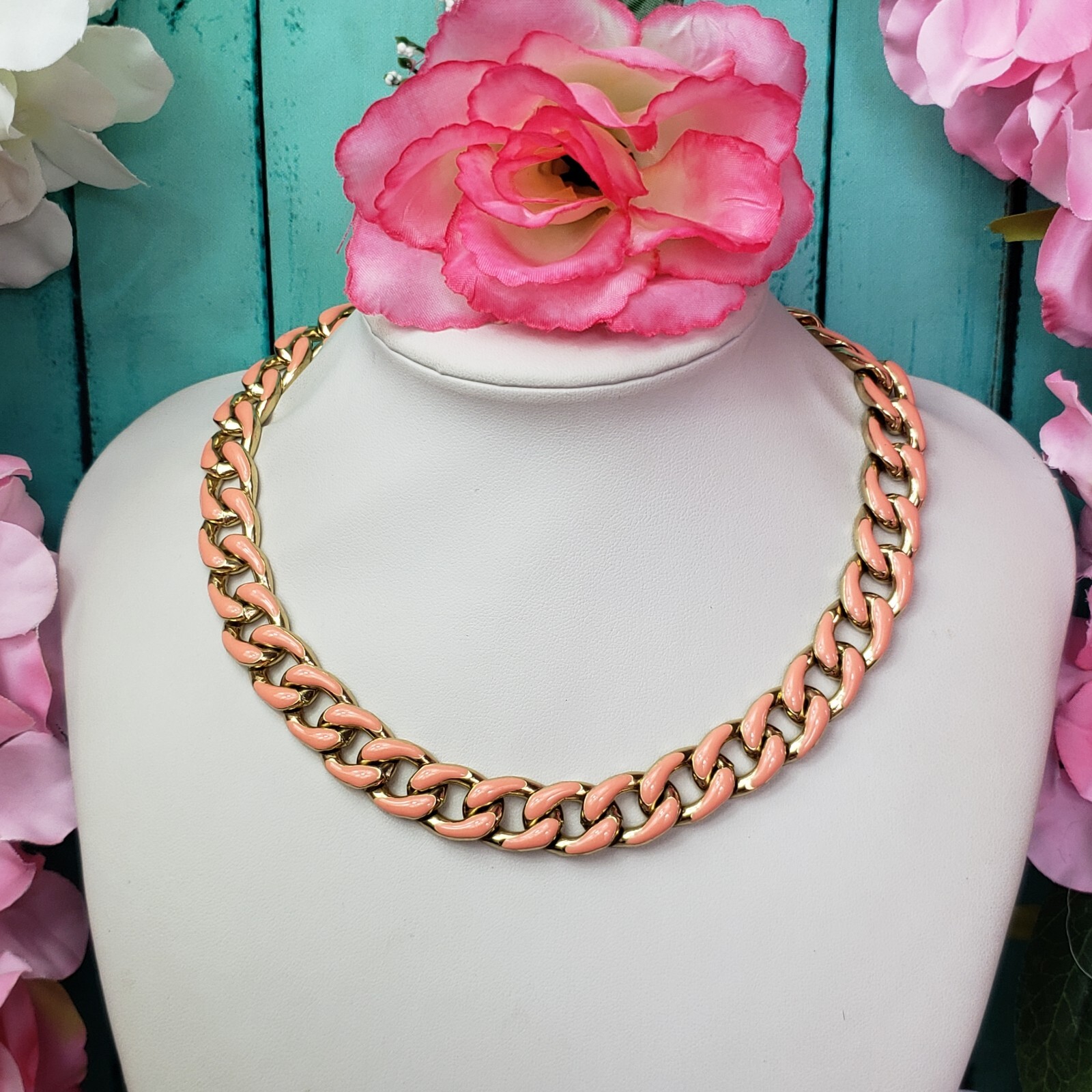 Trendy Large Enamel Cuban Link Chain Statement Necklace Chic Insta Collar
