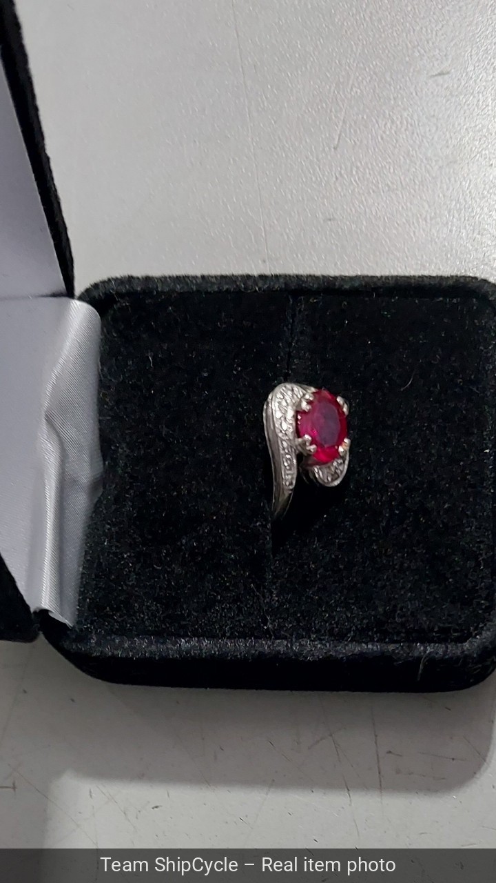 24K White Gold Red Ruby Ring Vintage Style 3g Size 6 Estate Jewelry G2U