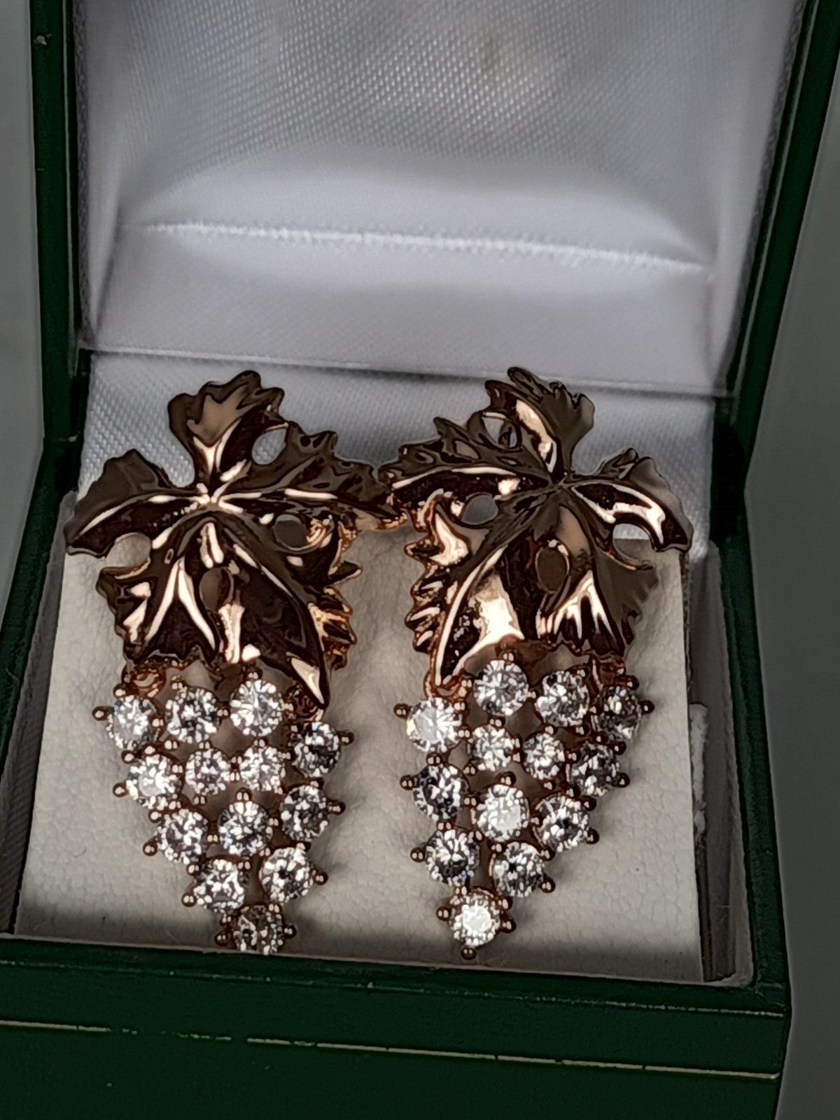 Vintage 1990-s 14 Ct Rolled Gold Large Zircons Earrings-Hallmarked 585 RG