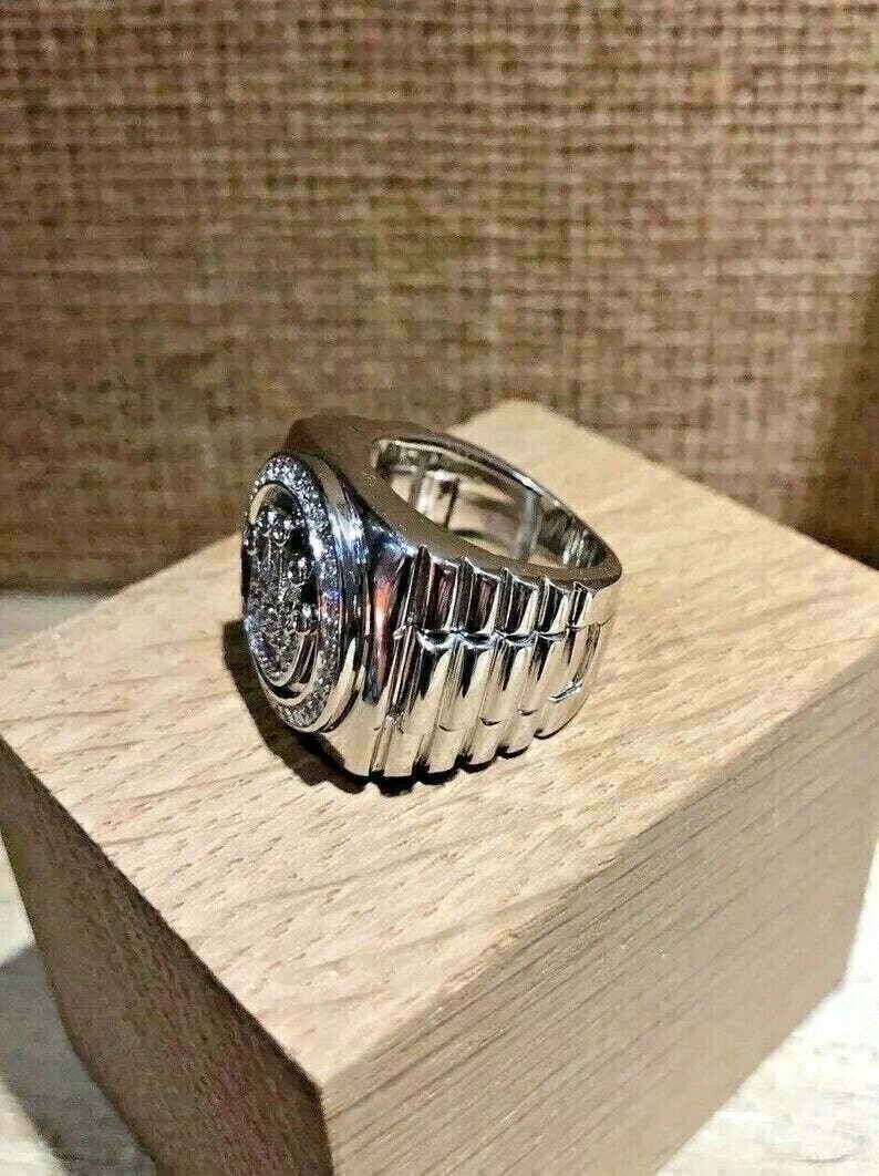 3.15Ct Round Cut Lab Created Men’s Anniversary Engagement 14K White Gold FN Ring