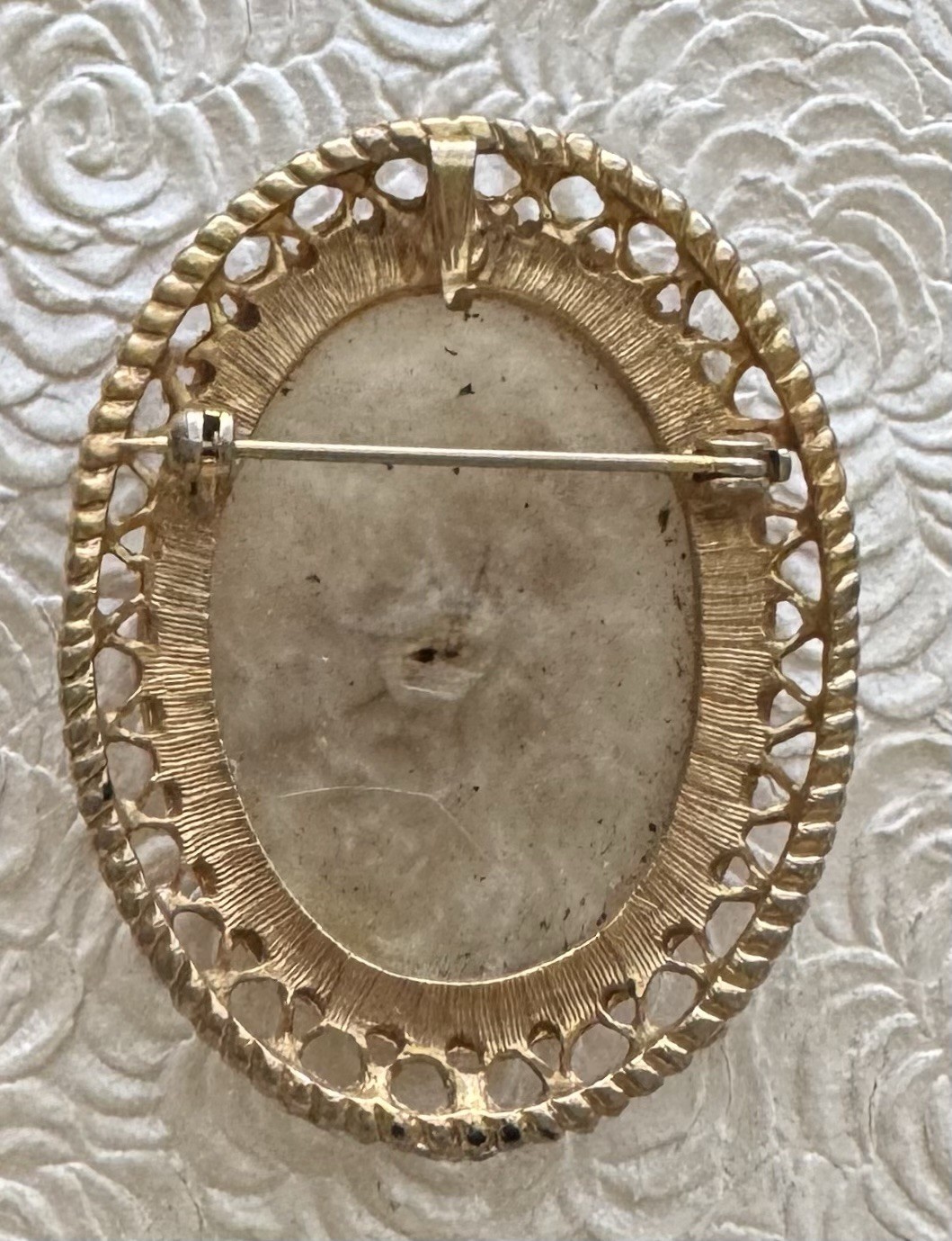 Unique vintage dry flower cameo brooch / Pendant