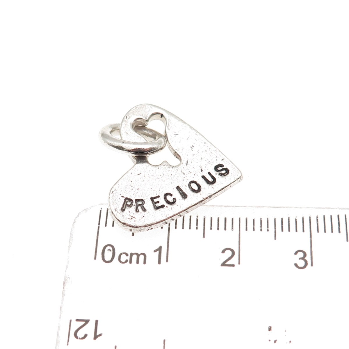 Silver Bones 925 Sterling Vintage Precious Heart Dog Tag Charm Pendant