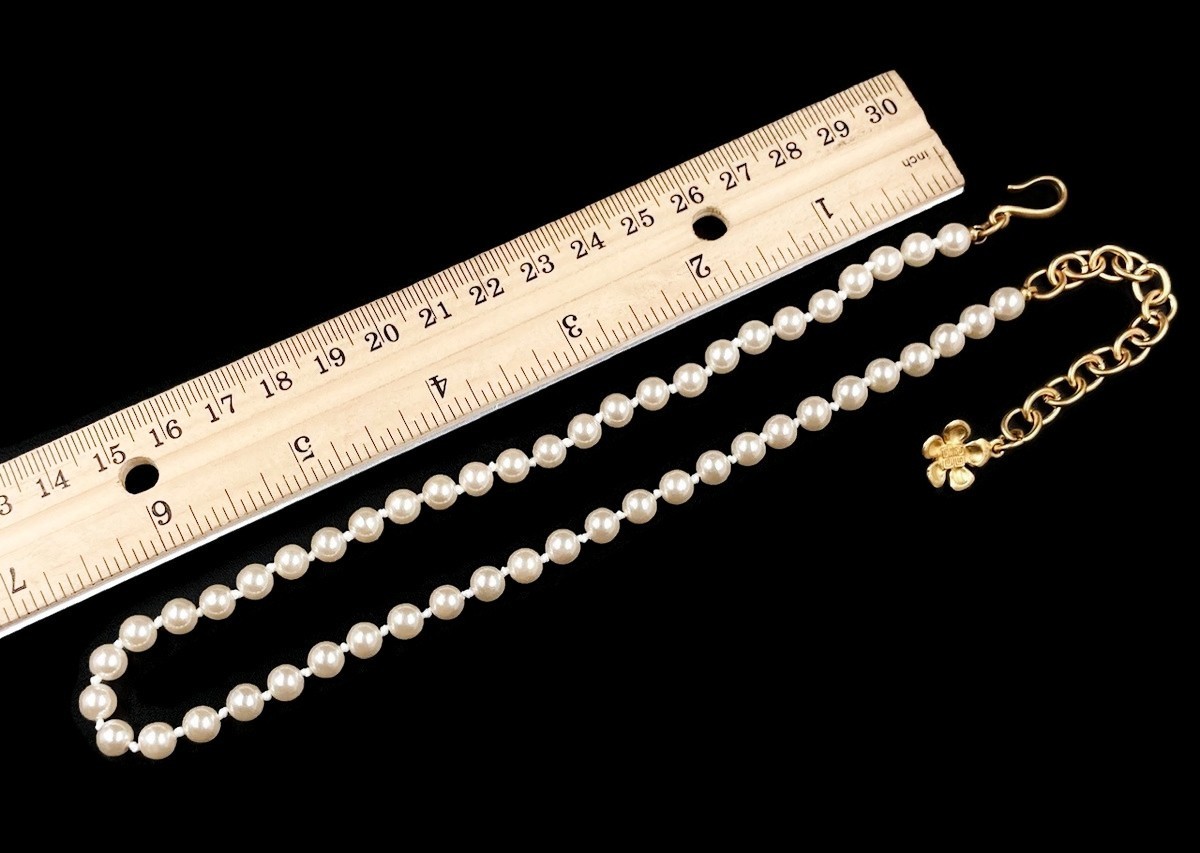 Vintage Bijoux Givenchy Pearl Beaded Satin Gold Flower Tail Choker Necklace D103