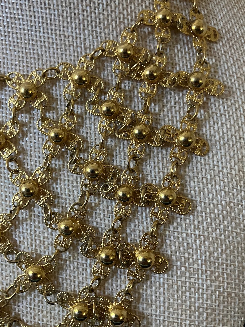 Vintage Flower Bib Necklace Ornate Adjustable Handkerchief Cascade Choker READ