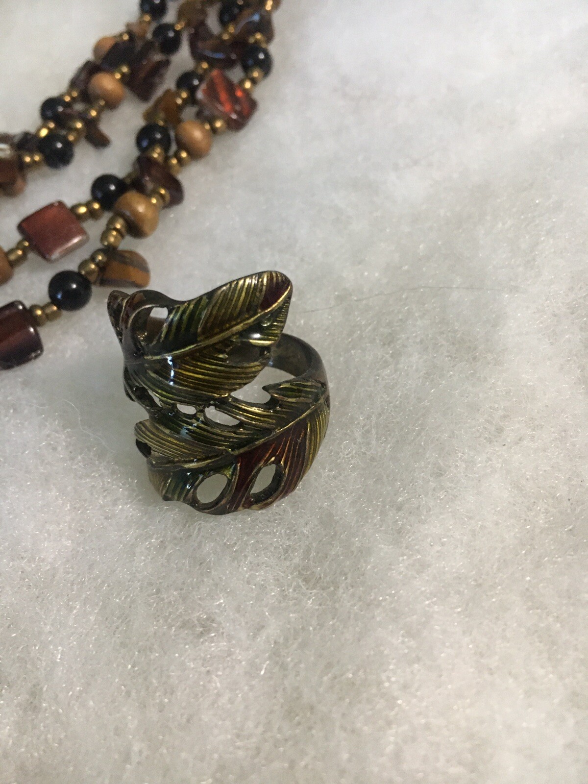 Brown/Bronze Color Set W/ Multiple Strand Necklace, .925 Earrings, See Descrip.