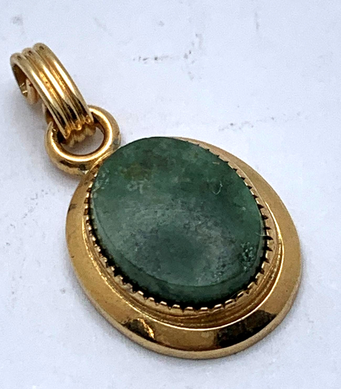 Sarah Cov 12K Gold Filled Pendant with Green Jade Stone