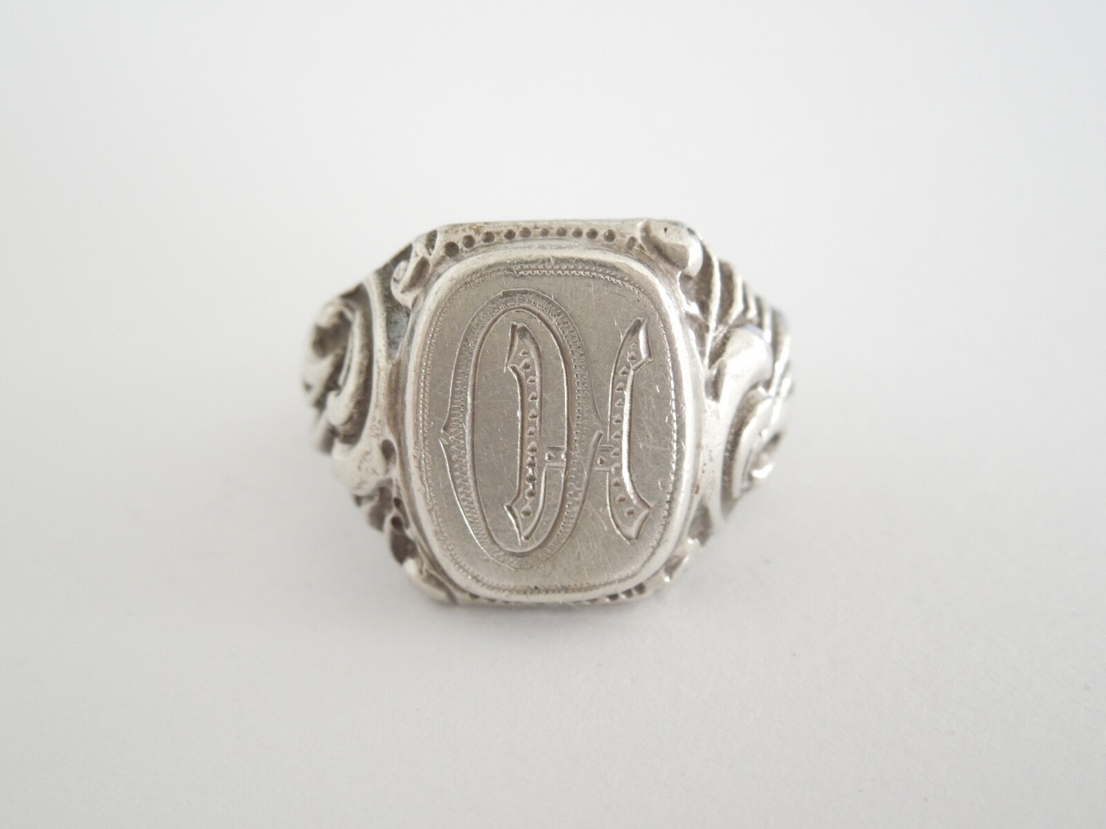800 Silver Signet Ring Monogram HO OH 7.7 g/Size 51