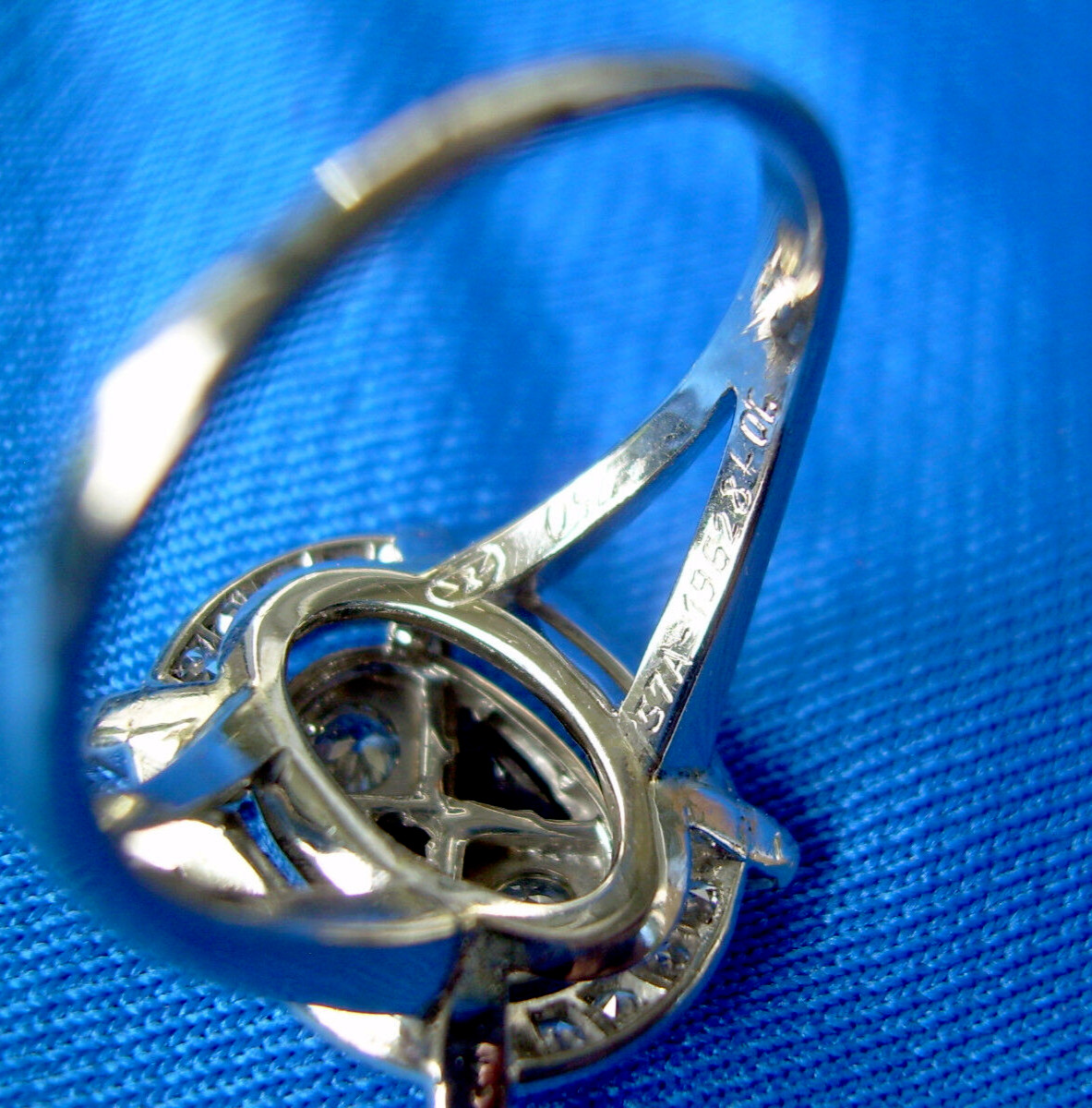 Original EARTH MINED DIAMOND Deco Sapphire Engagement Ring Vintage 18K GOLD