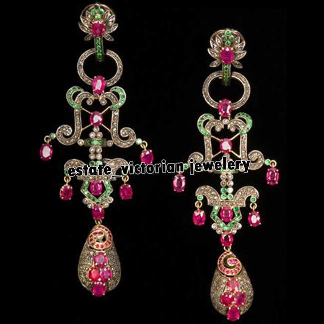 Vintage 3.40ctw Rose Cut Diamond Gemstone Studded Silver Amazing Earring Jewelry