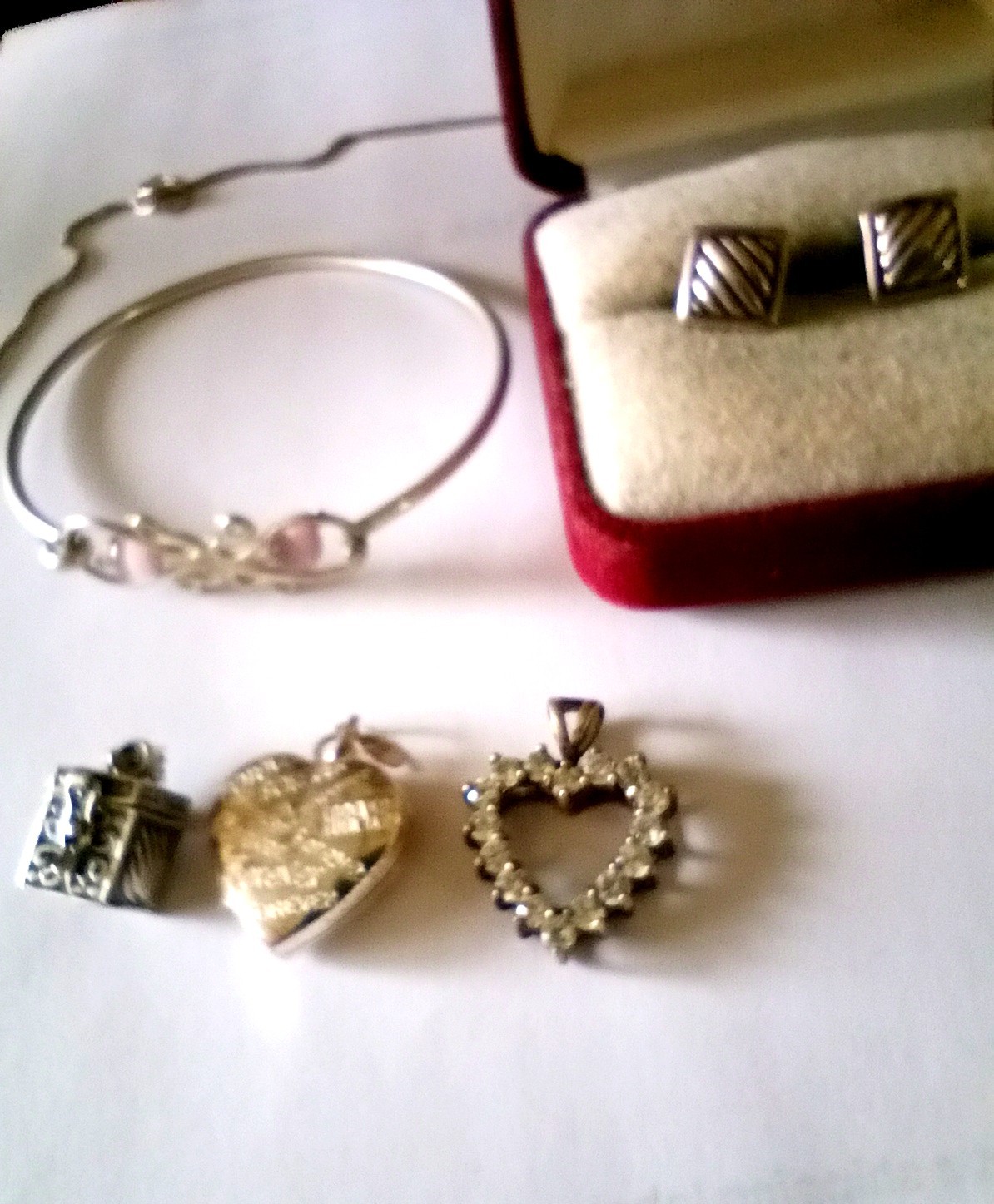 STERLING SILVER Vintage LOT PENDANTS, NECKLACE,BRACELET, EARRINGS 26.3 GRAMS