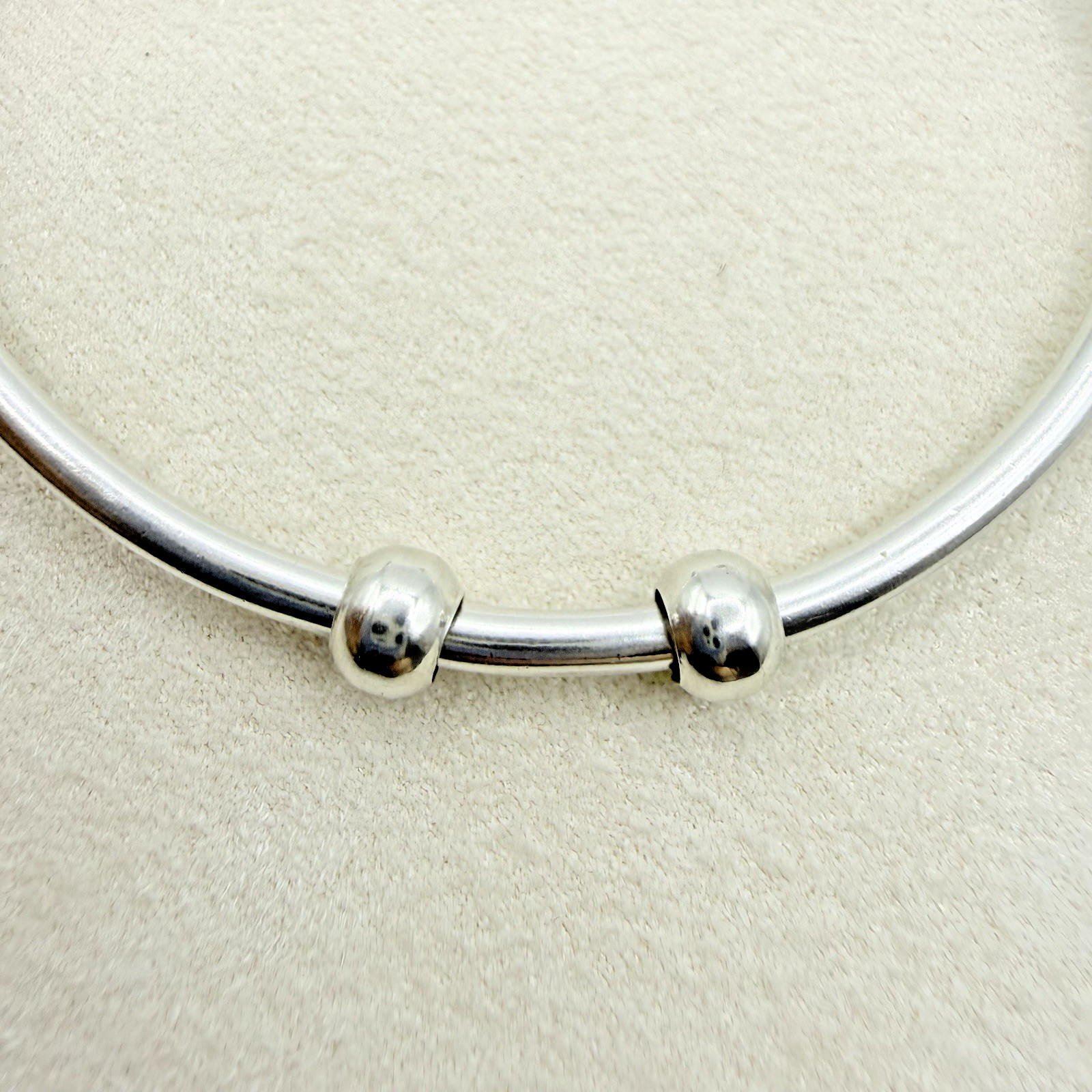 Vintage Sterling Silver Ball Stopper Slide On Bead Charms 2 Total for Bracelet