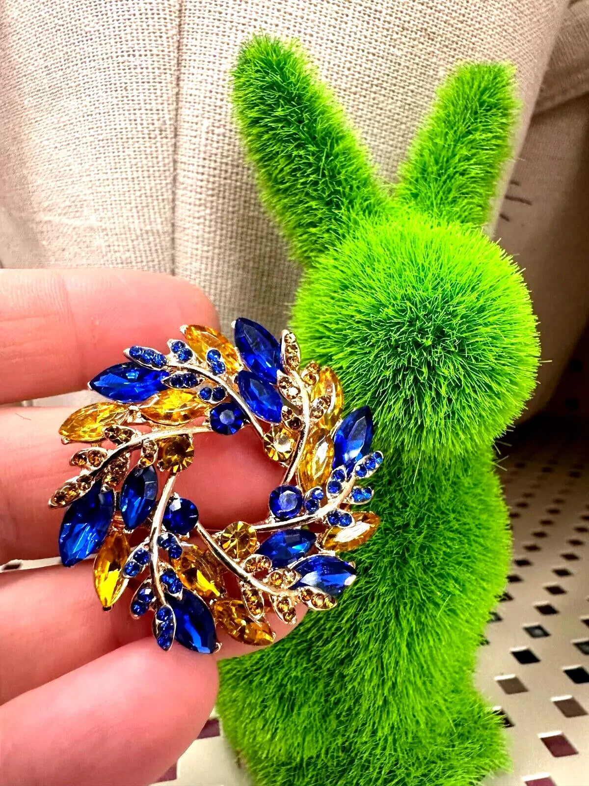 New Ukrainian Easter Wreath Rhinestone Brooch, Wheat Pin, Easter Gift For Her