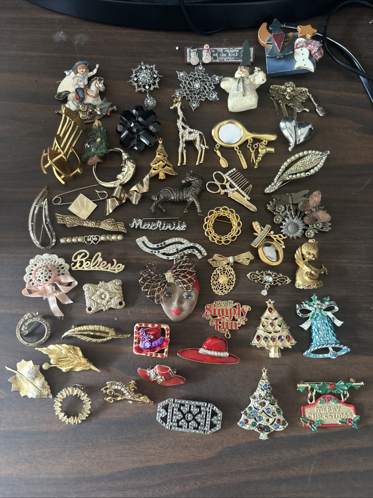 Whole Lot 50plus Vintage Brooches And Pins Number One Hairdresser Red Hat