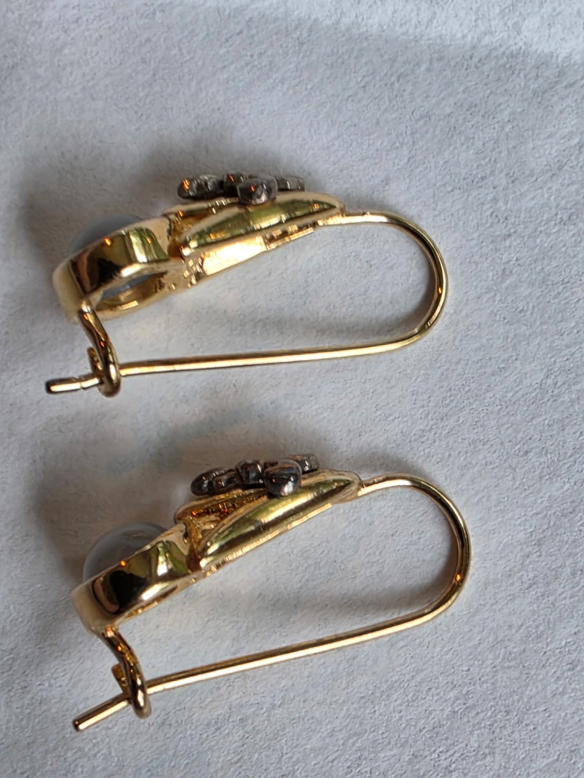 Vintage Earrings 925 Goldtone Sterling Gray Oval Moonstone drops
