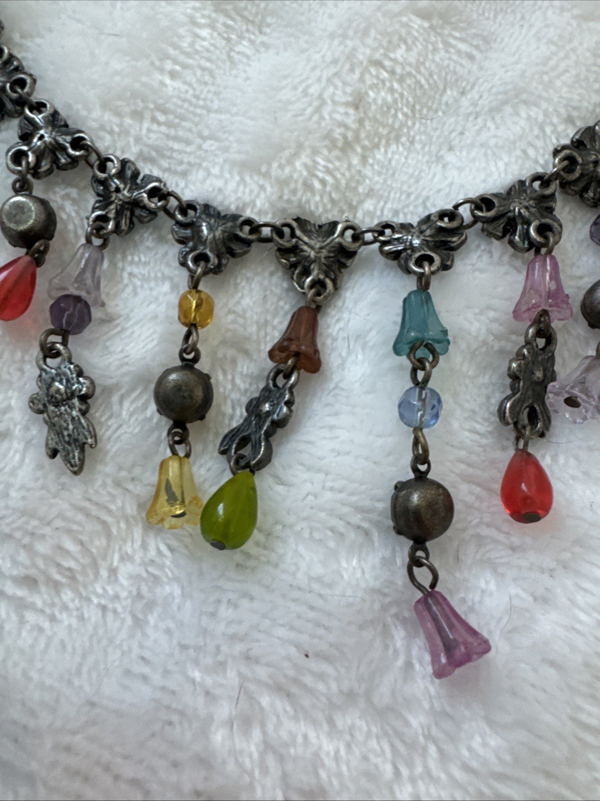 RARE Victorian Revival flower necklace colorful Modernist Jewelry y2k boho fairy