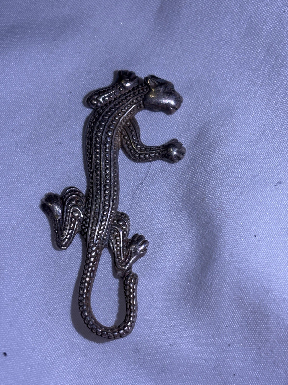 Vintage Signed Sterling Silver 925 Beaded Panther Leopard Big Cat Brooch