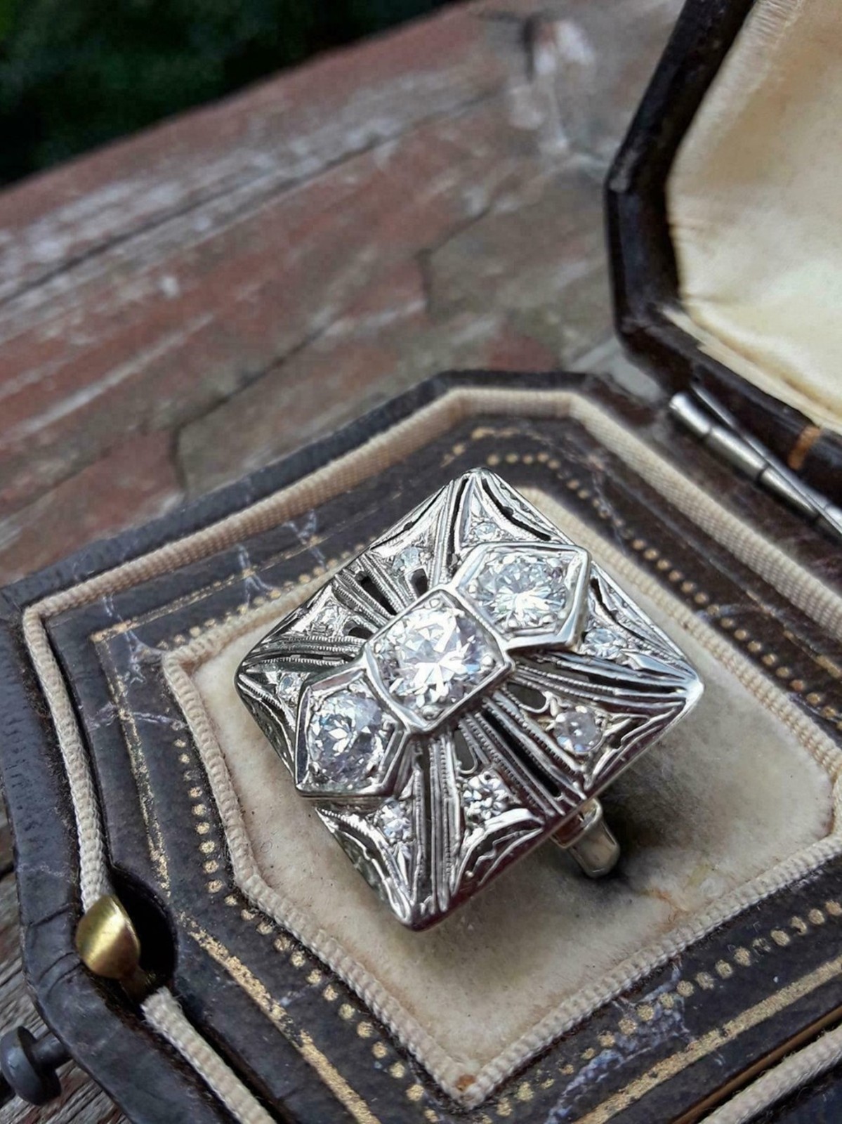 2.77 CT Round Moissanite 925 Silver Wedding Vintage Style Square Ring For Woman