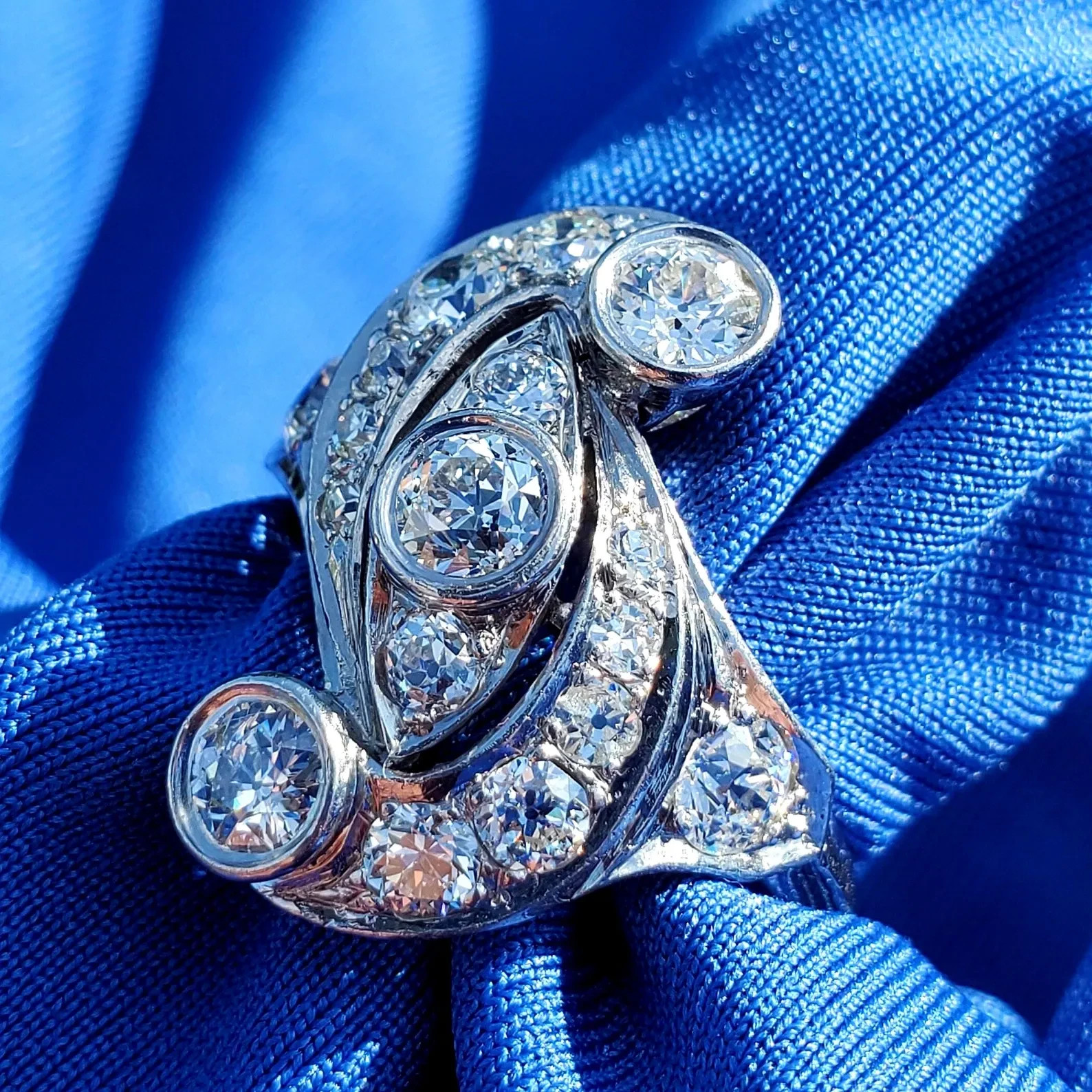 Original EARTH MINED DIAMOND European cut Deco Engagement Ring Vintage 14K GOLD