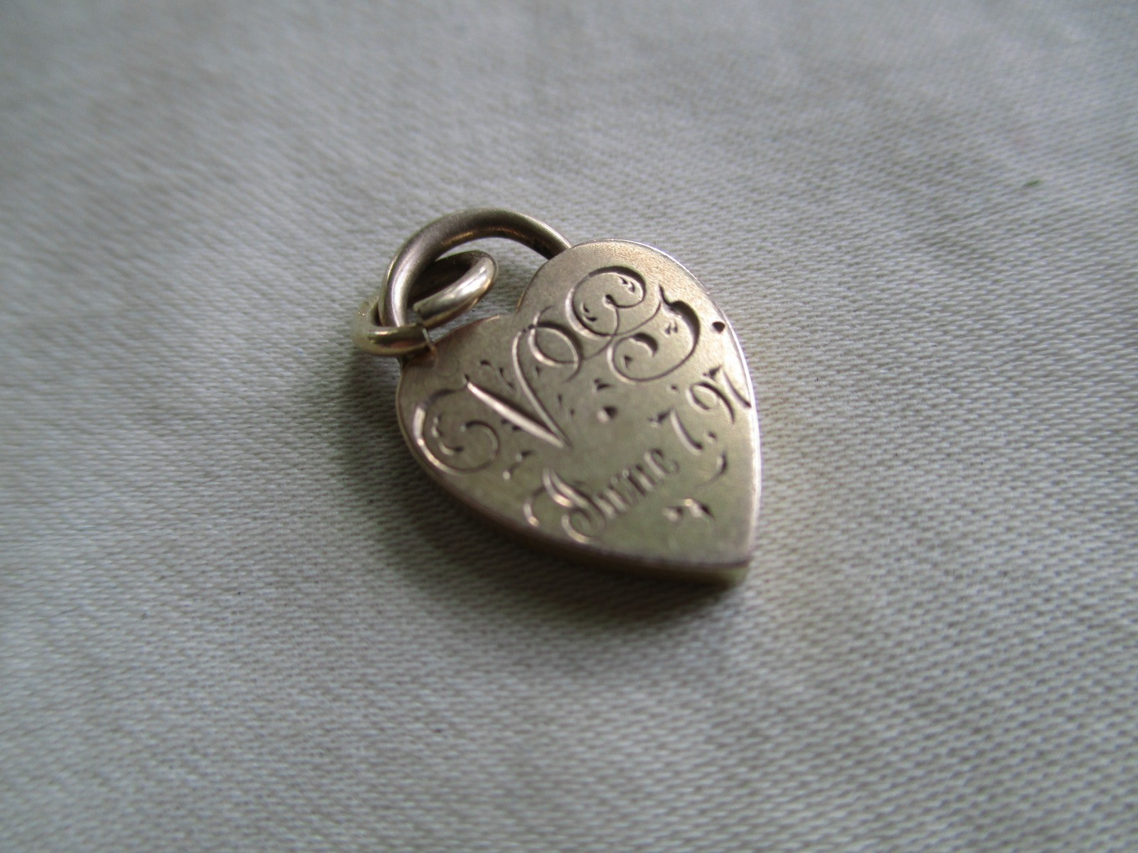 Antique 14K Gold Heart Padlock Charm **1.8 Grams** Fancy Initials VG