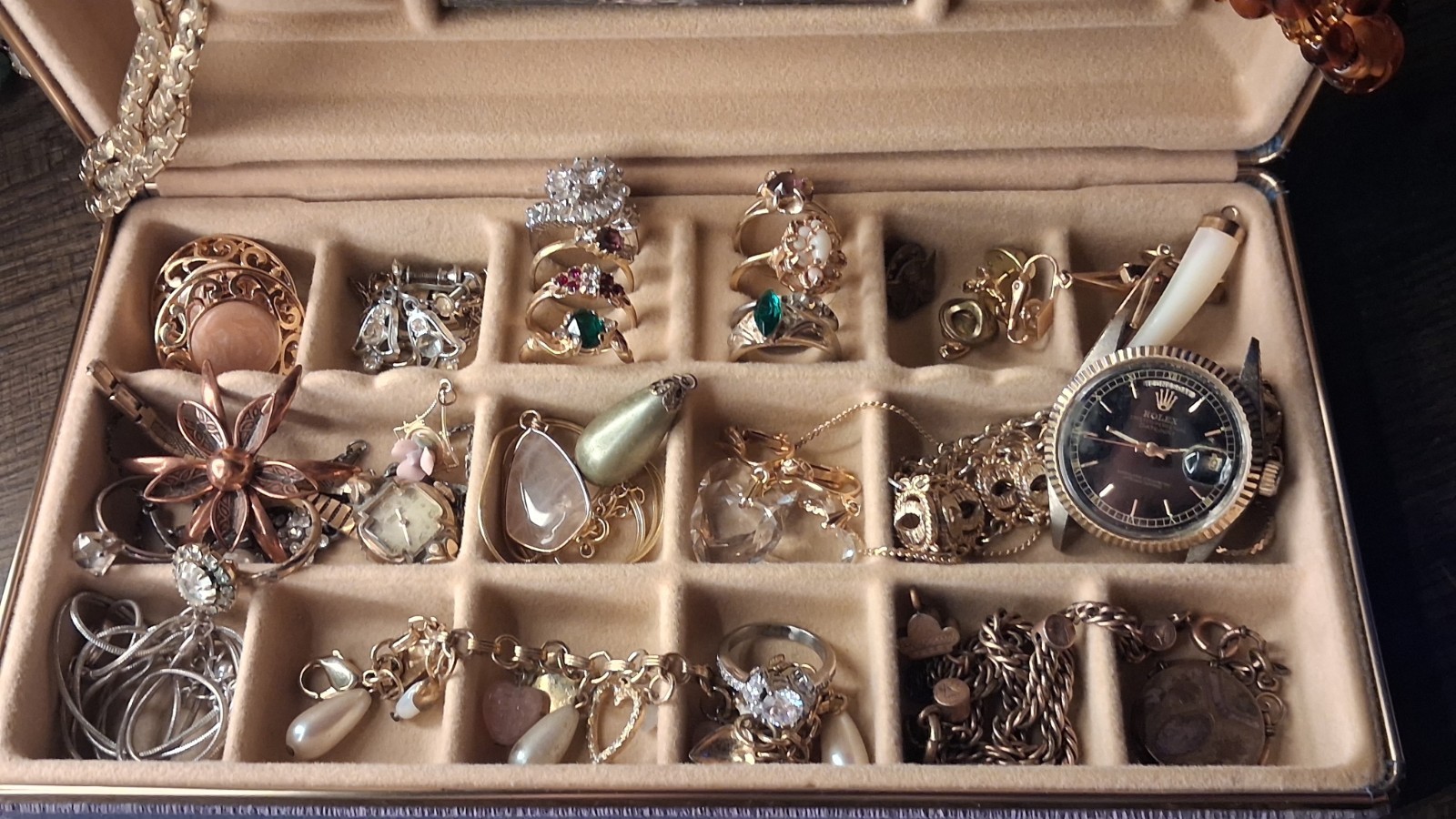 Vintage Estate Jewelry Lot Ussr Laquer Box 18kt H.G.E🔥🔥 Cameo